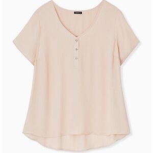 Torrid Georgette Hi-Low Button Detail Blouse Rose Dust